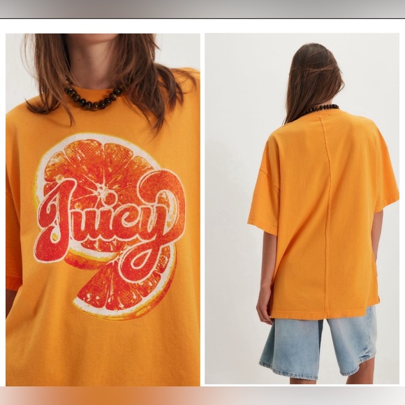 Ragabond&Free People Tops - Free People&Ragabond Harvest Vintage Wash Tee. Color Juicy Orange